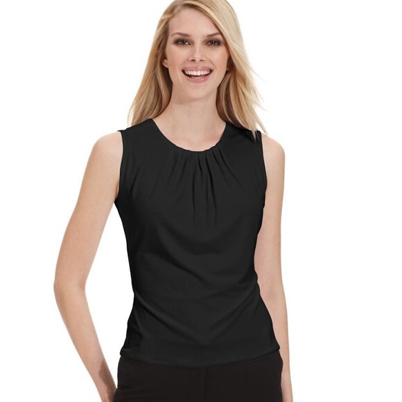 Calvin Klein Classic Sleeveless Pleat Neck Top - Picture 1 of 6